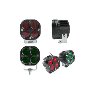 Red and green four-lens motorcycle LED spotlight group reference