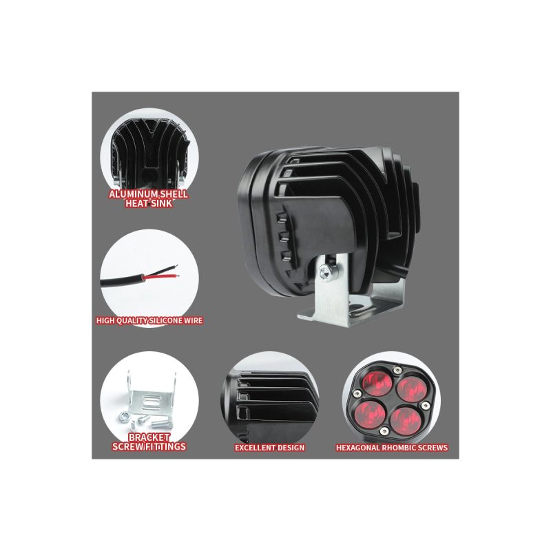 Side and rear reference for red green four-lens motorcycle LED spotlight