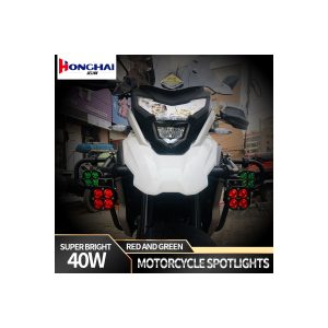 Installation-effect reference for red green four-lens motorcycle LED spotlight