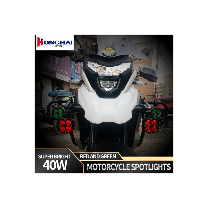 Installation-effect reference for red green four-lens motorcycle LED spotlight