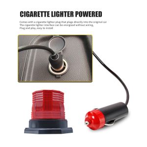 Red Magnetic Led Roof Warning Light Cigarette Lighter Plug Cigarette lighter plug source reference with cable connection.