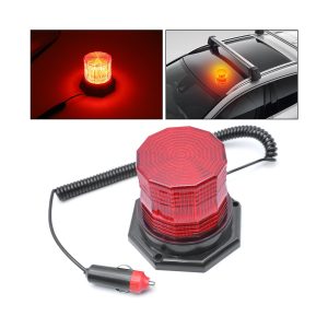 Red Magnetic LED Roof Warning Light with Cigarette Lighter Plug