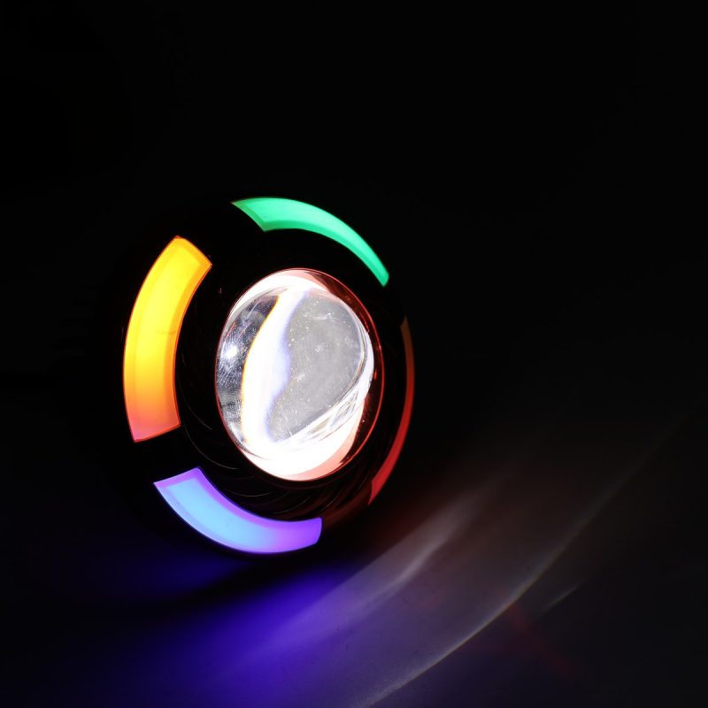 Red Round Single Eye Angel Eye Headlight Multicolor Effect Multi-color ring lighting-effect reference from the supplied image set.