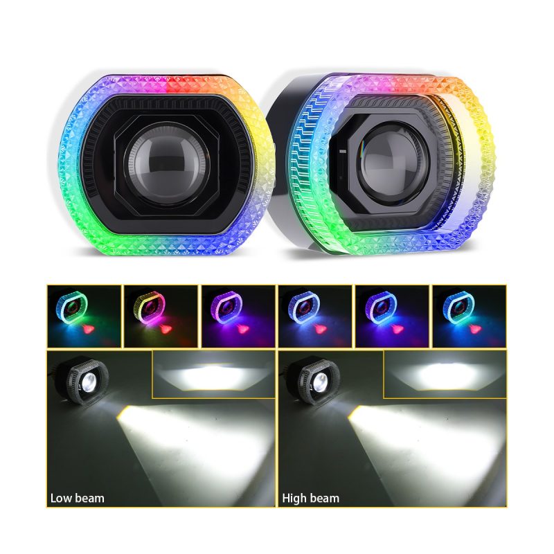 RGB Angel Demon Eye Built-In Projector Lens lighting effect reference