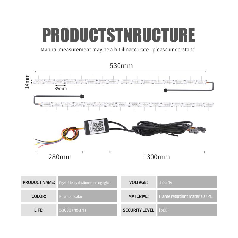 Structure reference for RGB crystal teardrop LED DRL strip