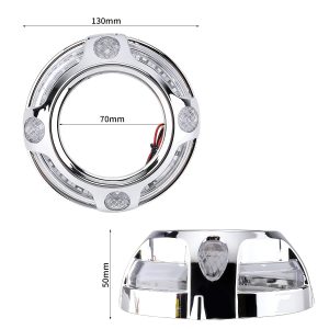 Rgb Bluetooth Led Angel Eye Projector Shroud 130Mm 70Mm Dimensions Source dimension image showing 130 mm outer diameter, 70 mm inner diameter, and 50 mm height references.