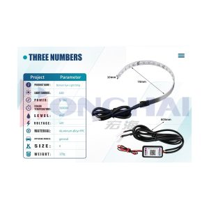 Rgb Demon Eye 360 Degree Led Strip Kit Parameters Dimensions Source parameter graphic showing LED source, 5W power, 12V voltage, IP67 wording, aluminum alloy + FPC material, 70mm x 10mm strip reference, and 600m