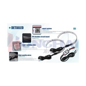 Rgb Demon Eye 360 Degree Led Strip Kit Smart System Detail English source detail showing Bluetooth APP control, FPC flexible circuit board, LED chip, and wire references.