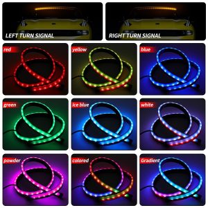 Rgb Flexible High Mounted Brake Light Strip Modes Dynamic color/status reference from the supplied product graphics.