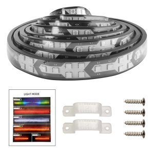 Rgb Flowing Arrow Led Tailgate Light Strip Kit Mode Reference Product strip, mounting accessories, and light-mode reference from the supplied image set.