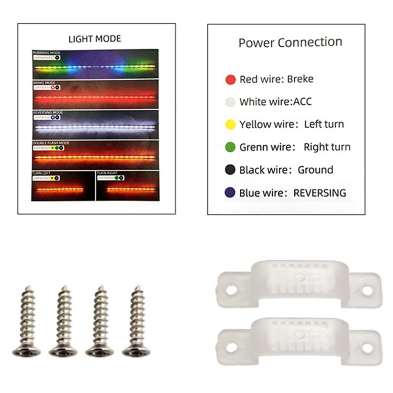 Rgb Flowing Arrow Led Tailgate Light Strip Wiring Mode Reference Source wiring and mode reference; final wire colors should be confirmed before production orders.