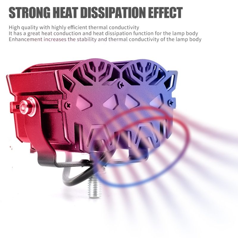 Robot Twin Lens Led Motorcycle Spotlight Heat Dissipation Source image showing the rear housing shape and heat-dissipation positioning.