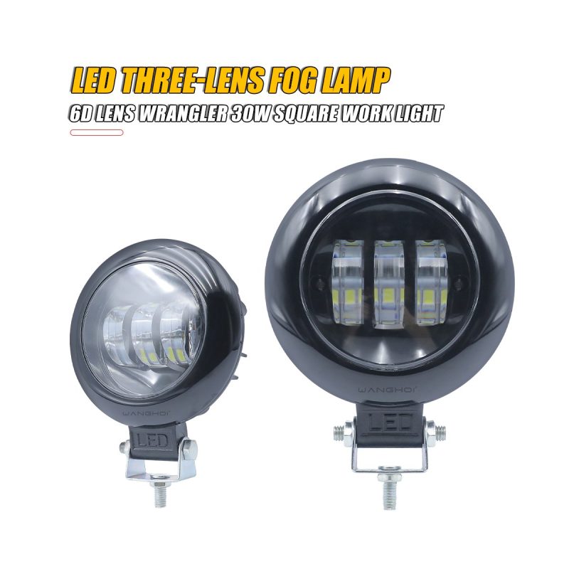 Round 6D Lens Led Fog Work Light 04 Round 6D Angle Round 6D lens LED fog work light angle view