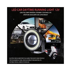 Round Angel Eye Circle Led Drl 12V Application Source application graphic with 12V LED car daytime running light wording.