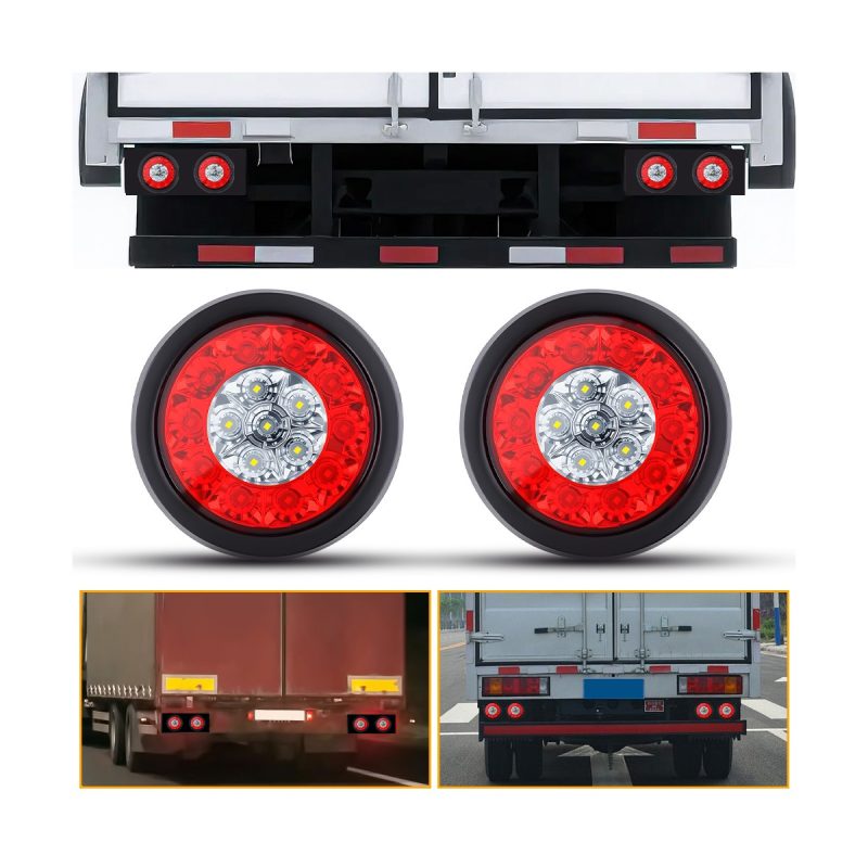 Round Led Trailer Tail Turn Signal Light Red Amber Options 01 Trailer Tail Red Pair Round LED Trailer Tail Turn Signal Light Red Amber Options