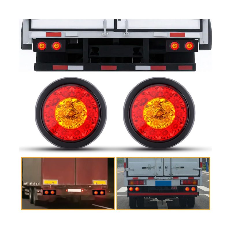 Round Led Trailer Tail Turn Signal Light Red Amber Options 04 Trailer Tail Amber Pair Round amber LED trailer tail turn signal light pair reference