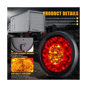 Round Led Trailer Tail Turn Signal Light Red Amber Options 05 Trailer Tail Amber Detail Amber round LED trailer tail turn signal light detail reference