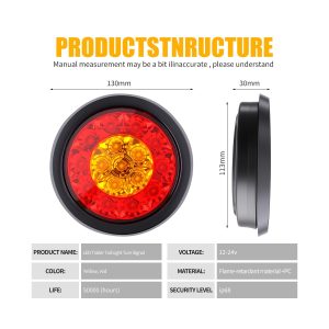 Round Led Trailer Tail Turn Signal Light Red Amber Options 06 Trailer Tail Amber Structure Amber round LED trailer tail turn signal light structure reference