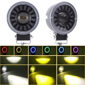 Round Rgb Angel Eye Led Work Light Rgb Beam Reference Source image showing RGB halo colors plus white and yellow beam references.
