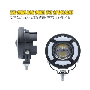 Round Rgb Demon Eye Led Auxiliary Spotlight 04 Round Rgb Demon Side Round RGB demon eye LED auxiliary spotlight side view