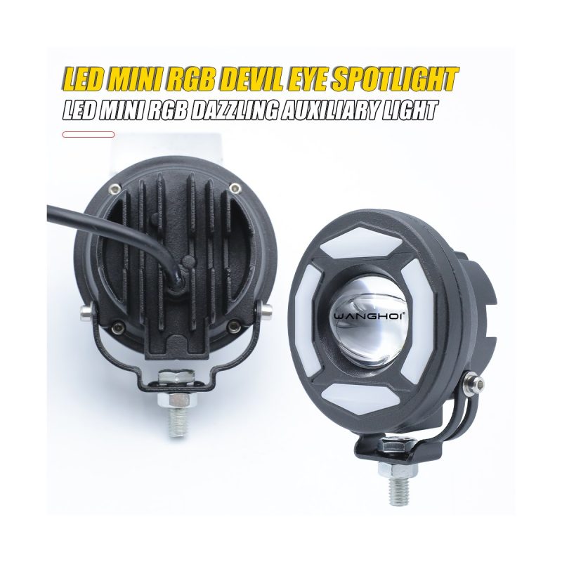 Round Rgb Demon Eye Led Auxiliary Spotlight 06 Round Rgb Demon Rear Round RGB demon eye LED auxiliary spotlight rear housing