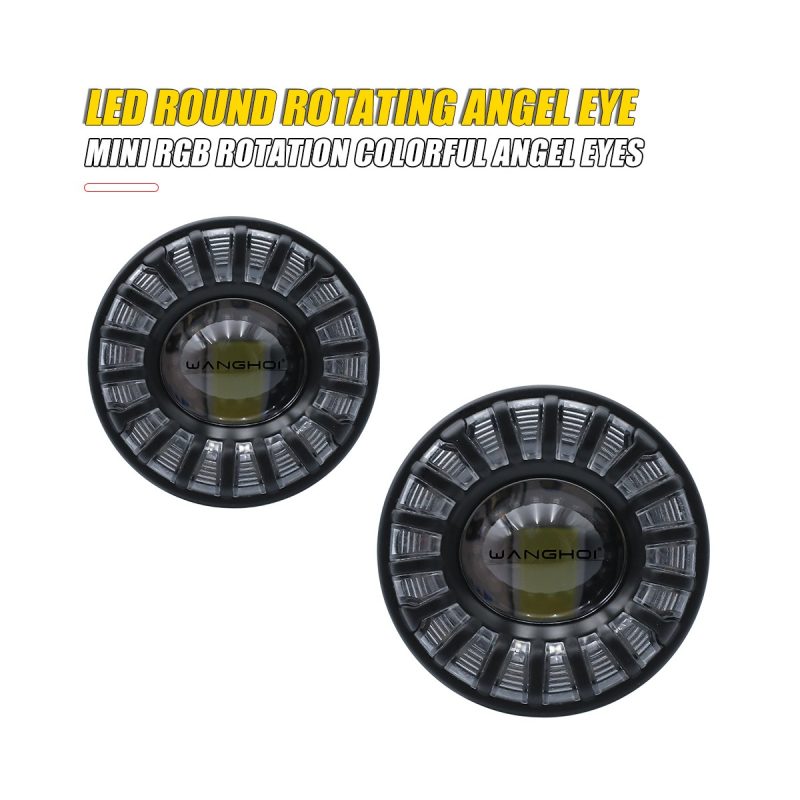 Round Rotating Angel Eye Led Auxiliary Spotlight 02 Rotating Angel Pair Round rotating angel eye LED auxiliary spotlight pair