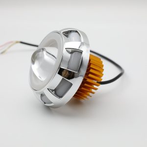 Round Segmented Single Eye Angel Eye Headlight Angled Side Profile Angled side profile reference for installation checks.