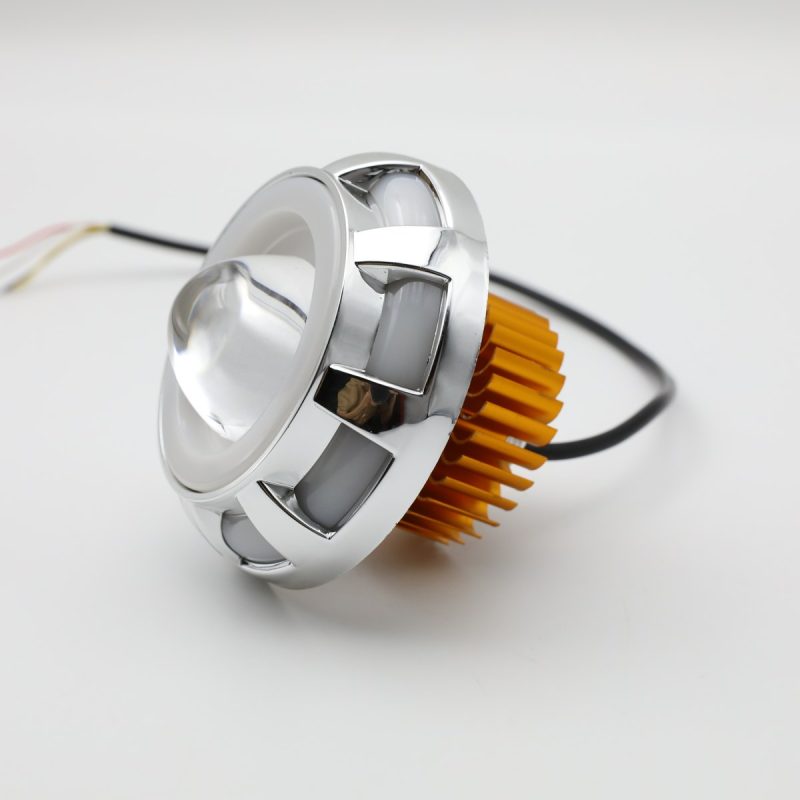 Round Segmented Single Eye Angel Eye Headlight Angled Side Profile Angled side profile reference for installation checks.