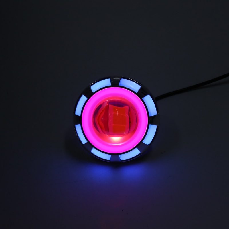 Round Segmented Single Eye Angel Eye Headlight Red Center Effect Red center and segmented angel-eye lighting-effect reference.