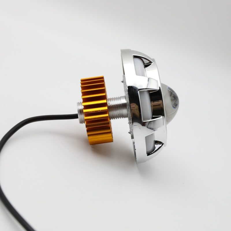 Round Segmented Single Eye Angel Eye Headlight Side Depth Wiring Side depth and wiring reference from the supplied product folder.