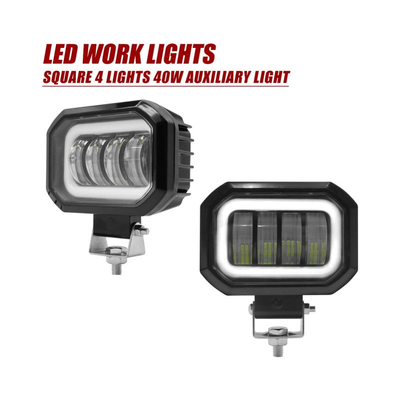 Round Square Four Lens Led Auxiliary Work Light Options 02 Four Lens Square Side Square four-lens LED auxiliary work light side view