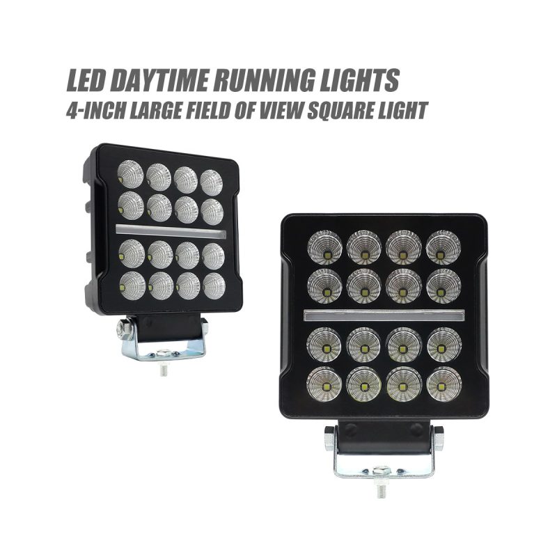 Square LED work light 16-bead front view