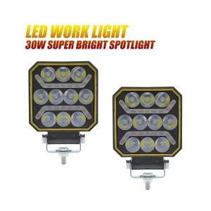 Square LED work light spotlight front view