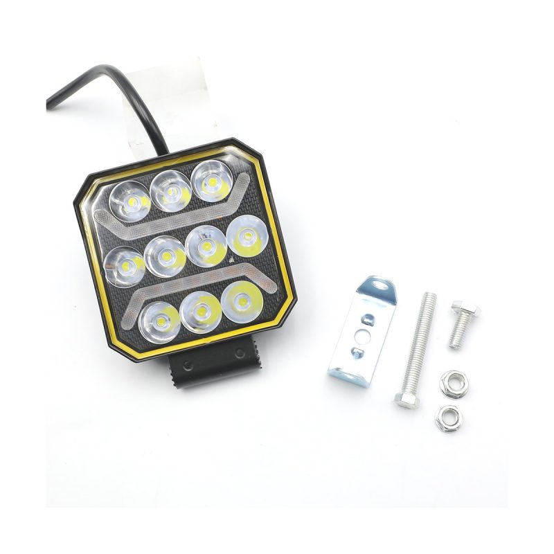 Square LED work light with bracket hardware