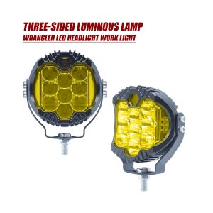 Round Three Sided Led Work Light Color Options 03 Round Three Front Front view of round three-sided LED work light