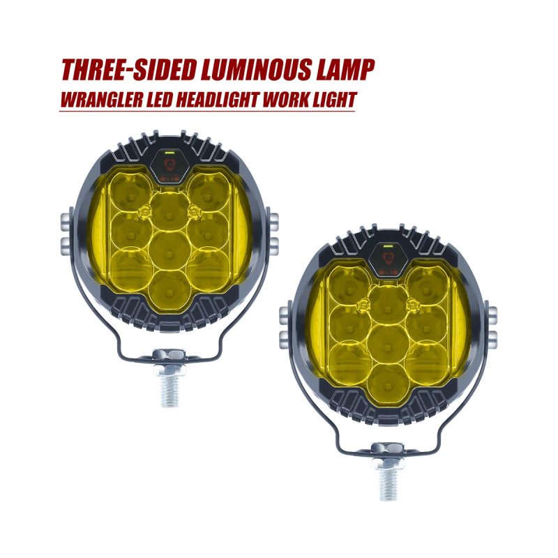 Round Three Sided Led Work Light Color Options 04 Round Three Alt Alternative round three-sided LED work light front view
