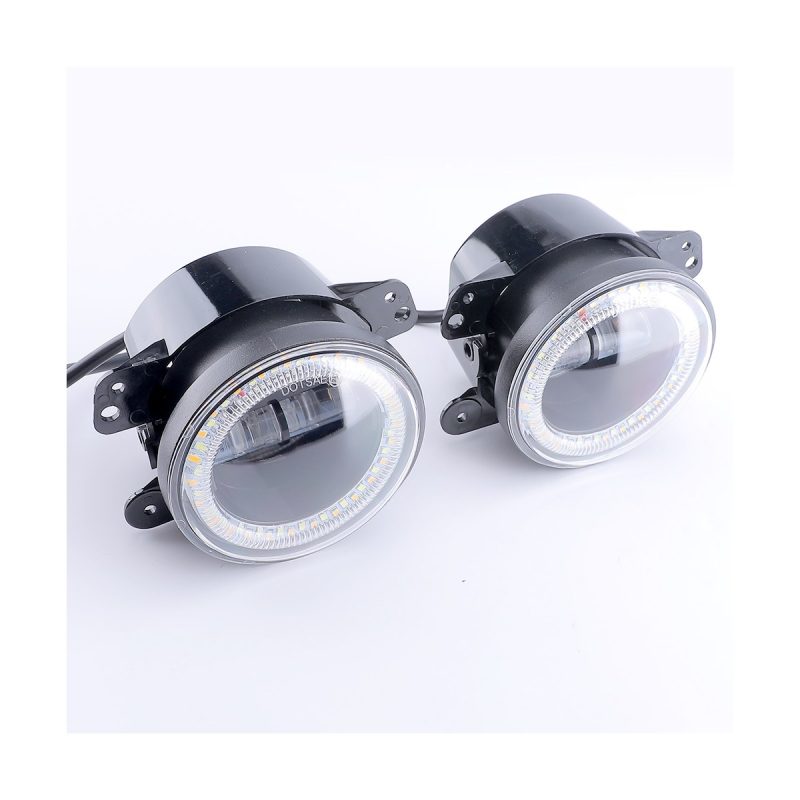 Round Two Color Angel Eye Lens Fog Light 03 Two Color Angel Angle Round two-color angel eye lens fog light angle view