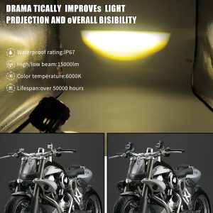 Round Two Color Laser Cannon Led Spotlight Light Projection Source light-projection graphic with IP67, 15000lm, 6000K, and over-50000-hour wording; confirm test basis before quotation.