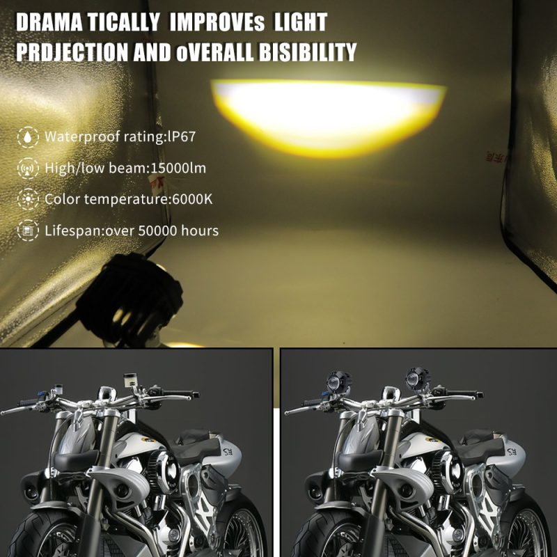 Round Two Color Laser Cannon Led Spotlight Light Projection Source light-projection graphic with IP67, 15000lm, 6000K, and over-50000-hour wording; confirm test basis before quotation.