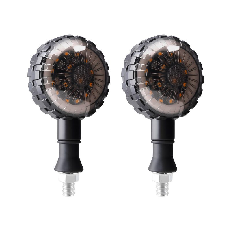 Round Wheel Style Motorcycle Led Drl Turn Signal 01 Main One To One Front Product Pair Round Wheel Style Motorcycle LED DRL Turn Signal Pair