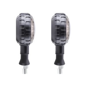 Round Wheel Style Motorcycle Led Drl Turn Signal 02 Front Product Pair View Product-only front view showing the round wheel-style lens.