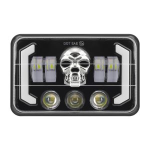 Seven-Bead Skull Pattern 7 Inch Square LED Projector Headlight