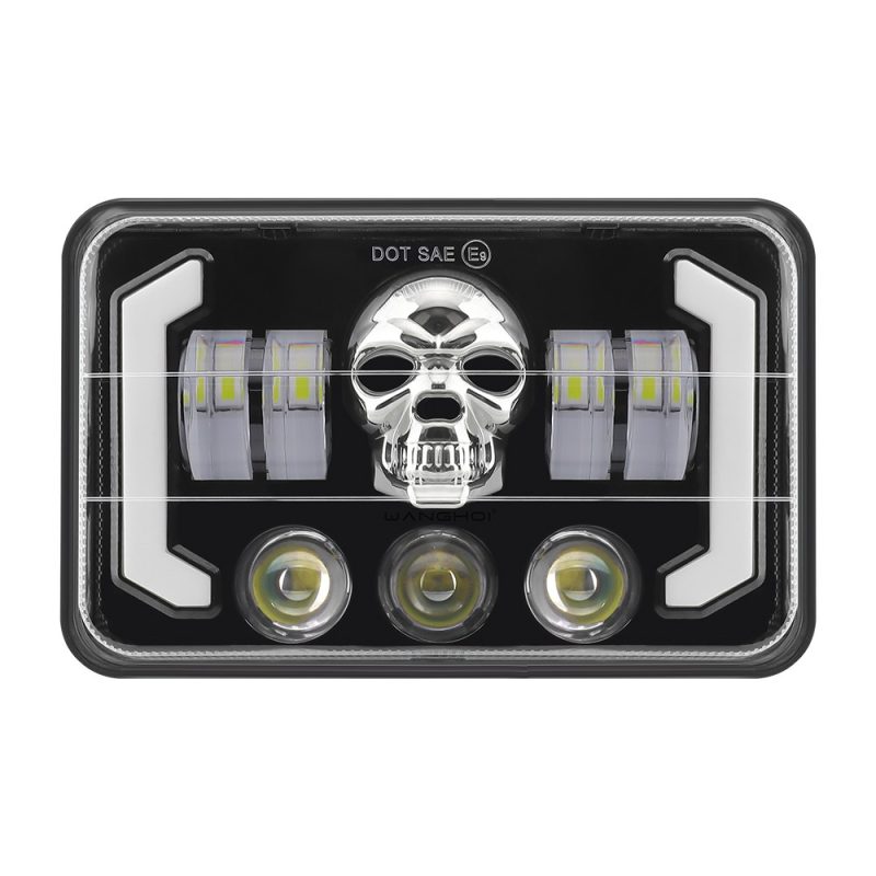 Seven Bead Skull 7 Inch Square Led Projector Headlight Main Seven-Bead Skull Pattern 7 Inch Square LED Projector Headlight