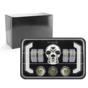 Seven Bead Skull 7 Inch Square Led Projector Headlight Packing Packing reference showing the headlight with a plain black box.