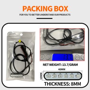 Source packing graphic showing 40mm, 8mm thickness, and 13.7g net weight references.