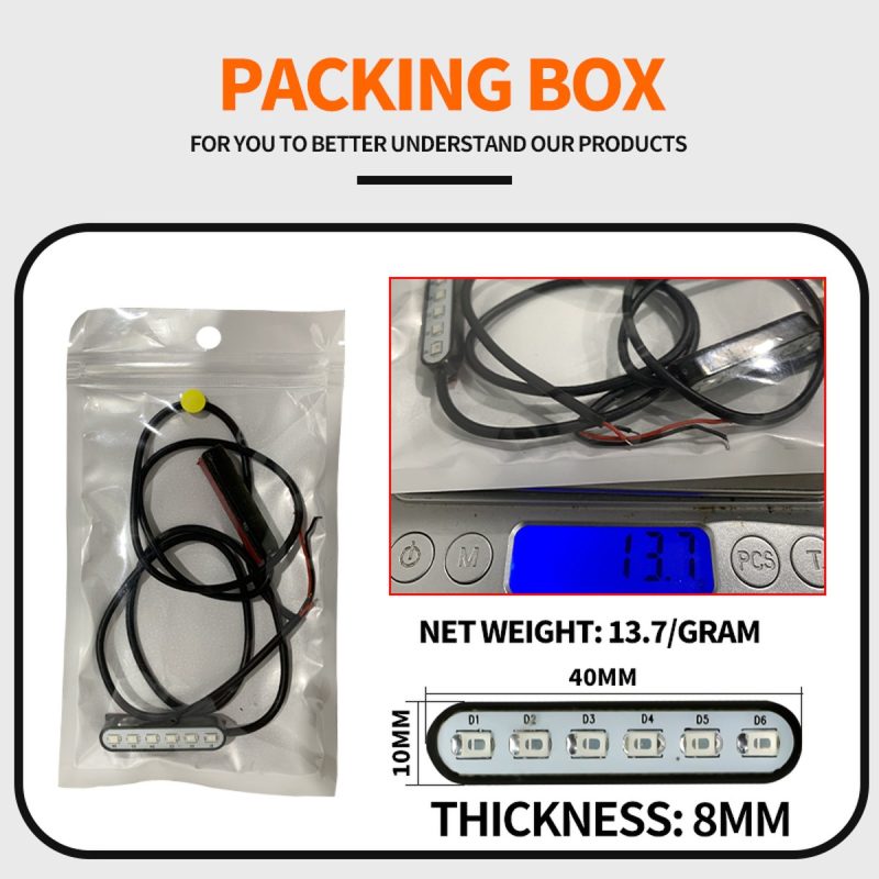 Source packing graphic showing 40mm, 8mm thickness, and 13.7g net weight references.
