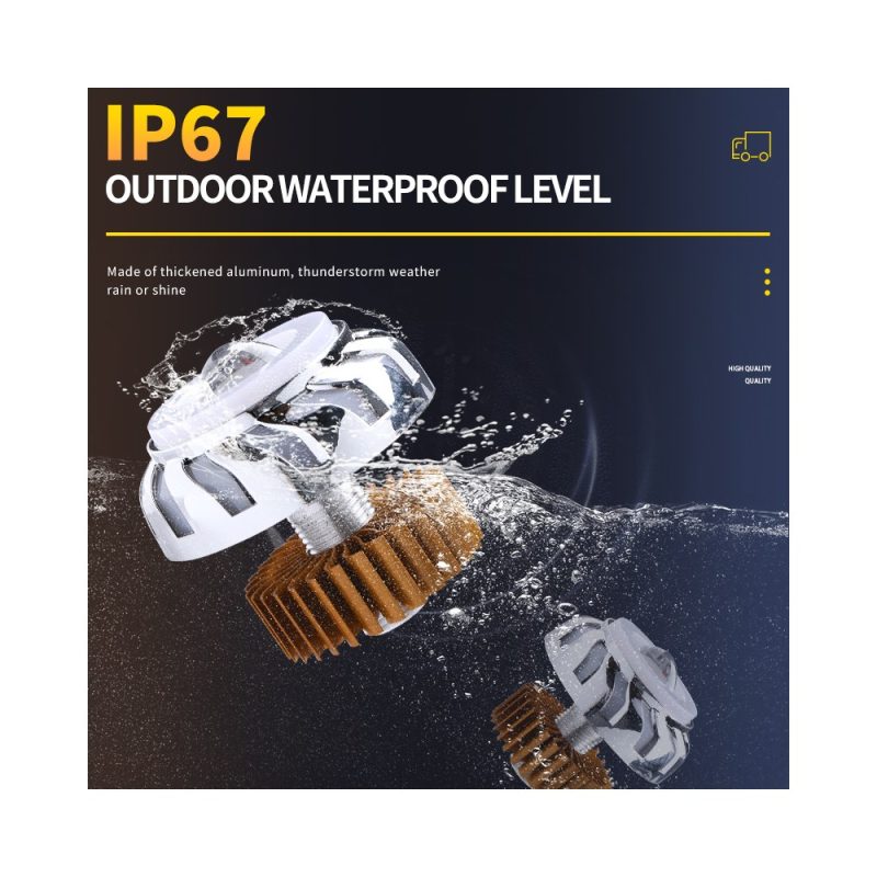 Silver Turbine Angel Eye Led Projector Light Ip67 Waterproof Source graphic showing IP67 outdoor waterproof level wording.