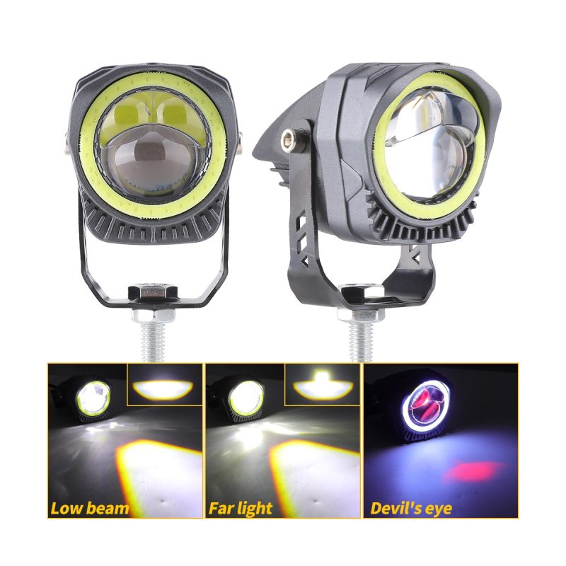 Single Eye Devil Eye Led Work Light Round Low Far Devil Eye Round housing source graphic showing low beam, far light, and devil eye lighting references.
