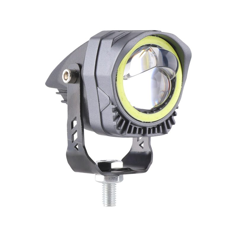Single Eye Devil Eye Led Work Light Round Side View Round housing side view showing bracket, lens, and rear body direction.