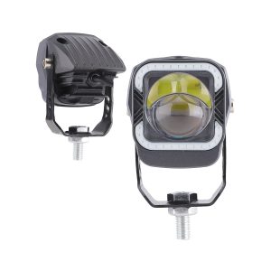 Single Eye Devil Eye Led Work Light Square Detail View Square housing product detail view showing front, side, rear, and bracket references.